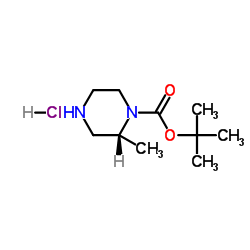 (R)-2-甲基-1-哌嗪甲酸叔丁酯盐酸盐结构式