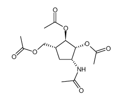 Acetic acid (1R,2R,3R,5R)-2-acetoxy-5-acetoxymethyl-3-acetylamino-cyclopentyl ester Structure