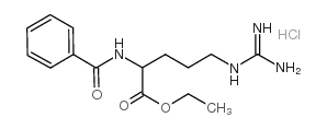 5-{[氨基(亚氨基)甲基]氨基}-2-(苯甲酰基氨基)戊酸乙酯盐酸盐结构式