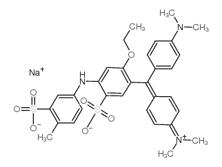 Methanaminium,N-[4-[[4-(dimethylamino)phenyl][2-ethoxy-4-[(4-methylsulfophenyl)amino]-5-sulfophenyl]methylene]-2,5-cyclohexadien-1-ylidene]-N-methyl-,inner salt, sodium salt (1:1) structure