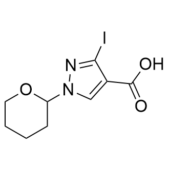 3-Iodo-1-(tetrahydro-2H-pyran-2-yl)-1H-pyrazole-4-carboxylic acid Structure