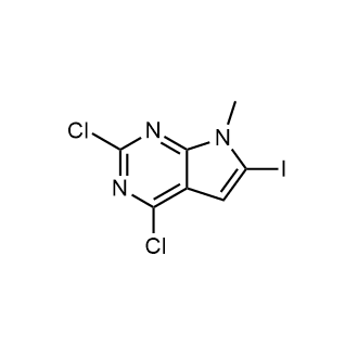 2,4-二氯-6-碘-7-甲基-7H-吡咯并[2,3-d]嘧啶结构式