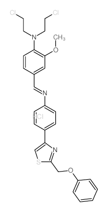 Benzenamine, N, N-bis (2-chloroethyl)-2-methoxy-4-[[[4-[2-(phenoxymethyl)-4-thiazol yl]phenyl]imino]methyl]-, monohydrochloride结构式