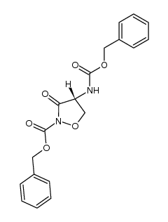 (R)-4-benzyloxycarbonylamino-3-oxo-isoxazolidine-2-carboxylic acid benzyl ester Structure