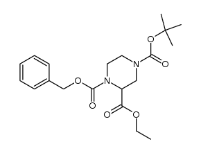 ethyl 1-benzyloxycarbonyl-4-(tert-butoxycarbonyl)-2-piperazinecarboxylate结构式