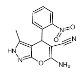 6-amino-4-(2-nitrophenyl)-3-methyl-2,4-dihydropyrano[2,3-c] pyrazole-5-carbonitrile Structure