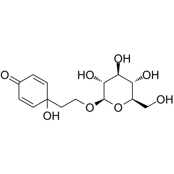 4-[2-(β-D-吡喃葡萄糖基氧基)乙基]-4-羟基-2,5-环己二烯-1-酮结构式