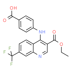 4-((3-(Ethoxycarbonyl)-7-(trifluoromethyl)quinolin-4-yl)amino)benzoic acid structure