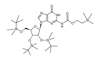 2',3',5'-O-tris-t-butyldimethylsilyl-6-N-{2-(trimethylsilyl)ethoxycarbonyl}guanosine结构式