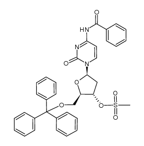 N4-benzoyl-2'-deoxy-3'-O-mesyl-5'-O-tritylcytidine结构式