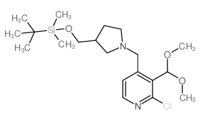 4-((3-((叔-丁基二甲基甲硅烷氧基)甲基)吡咯烷丁-1-基)甲基)-2-氯-3-(二甲氧基甲基)吡啶结构式