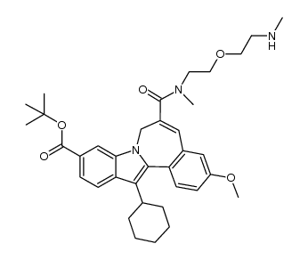 13-cyclohexyl-3-methoxy-6-[[methyl[2-[2-(methylamino)ethoxy]ethyl]amino]carbonyl]-7H-Iindolo[2,1-a][2]benzazepine-10-carboxylic acid, 1,1-dimethylethyl ester结构式