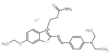 3-[2-[[4-(diethylamino)phenyl]diazenyl]-6-ethoxy-1,3-benzothiazol-3-ium-3-yl]propanamide,chloride Structure