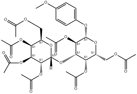 4-甲氧基苯基3-O-(2,3,4,6-四-O-乙酰基-α-D-半乳糖基)-2,4,6-三-O-乙酰基-β-D-半乳糖苷结构式