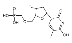 [(2R,3S,5R)-3-fluoro-5-(5-methyl-2,4-dioxopyrimidin-1-yl)oxolan-2-yl]methoxymethylphosphonic acid Structure