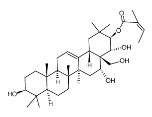 Olean-12-ene-3β,16α,21β,22α,28-pentol 21-[(Z)-2-methyl-2-butenoate]结构式