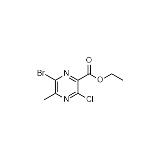 6-溴-3-氯-5-甲基吡嗪-2-羧酸乙酯结构式