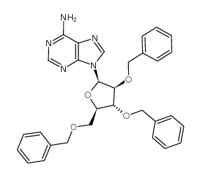 9-(2',3',5'-三-O-苄基-β-D-阿拉伯呋喃糖基)腺嘌呤结构式