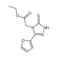 (3-Furan-2-yl-5-thioxo-1,5-dihydro-[1,2,4]triazol-4-yl)-acetic acid ethyl ester Structure