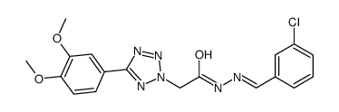 N-[(E)-(3-chlorophenyl)methylideneamino]-2-[5-(3,4-dimethoxyphenyl)tetrazol-2-yl]acetamide Structure