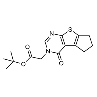 2-(4-氧代-4,5,6,7-四氢-3H-环戊二烯并[4,5]噻吩并[2,3-d]嘧啶-3-基)叔丁基酯结构式