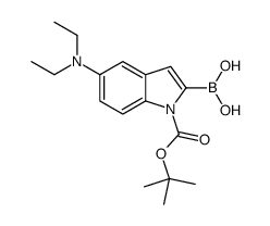 2-硼-5-(二乙氨基)-1H-吲哚-1-羧酸-1-(1,1-二甲基乙基)酯结构式