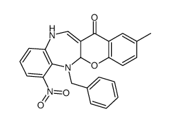 6-benzyl-2-methyl-7-nitro-5a,11-dihydrochromeno[2,3-b][1,5]benzodiazepin-13-one结构式