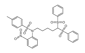 N-(o-nitrophenyl)-[5,5-di(benzenesulfonyl)pentyl]-p-toluenesulfonamide Structure