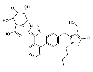 (2S,3S,4S,5R,6R)-6-[5-[2-[4-[[2-butyl-4-chloro-5-(hydroxymethyl)imidazol-1-yl]methyl]phenyl]phenyl]tetrazol-2-yl]-3,4,5-trihydroxyoxane-2-carboxylic acid Structure