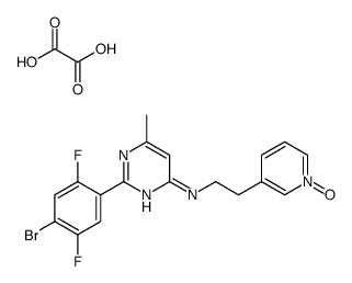 2-(4-bromo-2,5-difluorophenyl)-6-methyl-N-[2-(1-oxidopyridin-1-ium-3-yl)ethyl]pyrimidin-4-amine,oxalic acid结构式