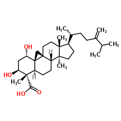 (1ALPHA,3BETA,4ALPHA)-1,3-二羟基-24-亚甲基-9,19-环羊毛甾烷-28-酸结构式