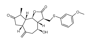 (3S,3aR,4S,6aR,9S,9aR,9bR)-4-hydroxy-3-(((3-methoxyphenyl)thio)methyl)-9-methyl-6-methyleneoctahydroazuleno[4,5-b]furan-2,8(3H,9bH)-dione结构式