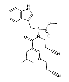 N-[2-(2-cyanoethoxyimino)isohexanoyl]-N-(2-cyanoethyl)-L-tryptophan methyl ester结构式