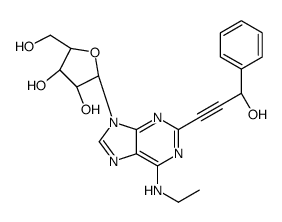 (2R,3R,4S,5R)-2-[6-(ethylamino)-2-(3-hydroxy-3-phenylprop-1-ynyl)purin-9-yl]-5-(hydroxymethyl)oxolane-3,4-diol结构式