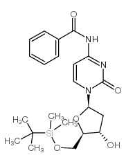 N-苯甲酰基-5'-O-叔-丁基二甲基甲硅烷-2'-脱氧胞啶结构式