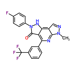 2-(4-氟苯基)-6-甲基-4-(3-(三氟甲基)苯基)-1,2-二氢二吡唑并[3,4-b:3',4'-d]吡啶-3(6H)-酮结构式