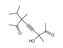 3-Hydroxy-3,6-dimethyl-6-isopropyl-4-octyne-2,7-dione结构式