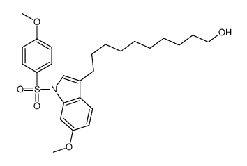 10-[6-methoxy-1-(4-methoxyphenyl)sulfonylindol-3-yl]decan-1-ol结构式