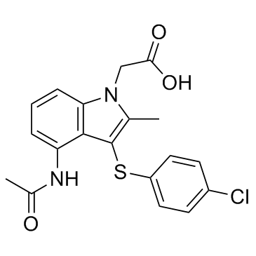 4-(乙酰氨基)-3-[(4-氯苯基)硫代]-2-甲基-1H-吲哚-1-乙酸结构式