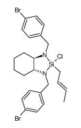 (1R,2R)-(-)-[N,N”-双(4-溴苄基)-1,2-环己烷二氨基] [(2E)-2-丁烯-1-基]氯硅烷结构式