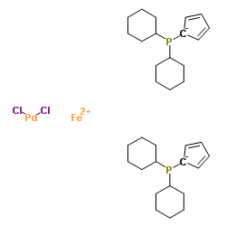 1,1'-双(二-环己基膦基)二茂铁二氯化钯结构式