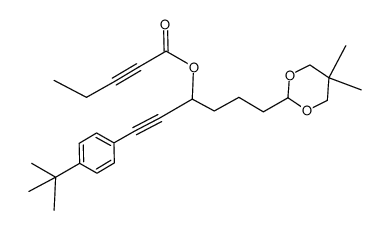 1-(4-tert-butylphenyl)-6-(5,5-dimethyl-1,3-dioxan-2-yl)hex-1-yn-3-yl pent-2-ynoate结构式