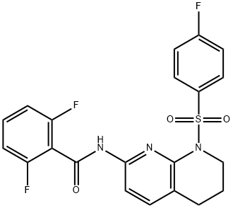 2,6-Difluoro-N-(8-(4-fluorobenzenesulfonyl)-5,6,7,8-tetrahydro[1,8]naphthyridin-2-yl)benzamide结构式