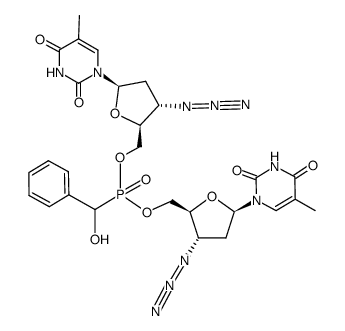 1-Hydroxy-1-phenylmethylphosphonate 5',5'-di-O-(3'-azido-2',3'-dideoxythymidinyl) ester Structure