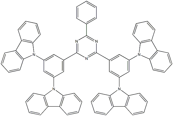 9,9',9'',9'''-((6-phenyl-1,3,5-triazine-2,4-diyl)bis(benzene-5,3,1-triyl))tetrakis(9H -carbazole) Structure