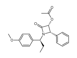 (3R,4S)-1-((S)-1-(4-methoxyphenyl)propyl)-2-oxo-4-phenylazetidin-3-yl acetate Structure