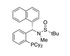 [S(R)]-N-[(S)-[2-(二环己基膦基)苯基]-1-萘甲基]-N,2-二甲基-2-丙烷亚磺酰胺结构式