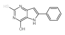 2-MERCAPTO-6-PHENYL-5H-PYRROLO[3,2-D]PYRIMIDIN-4-OL Structure