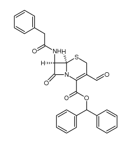 (6R)-3-formyl-8-oxo-7t-(2-phenyl-acetylamino)-(6rH)-5-thia-1-aza-bicyclo[4.2.0]oct-2-ene-2-carboxylic acid benzhydryl ester Structure