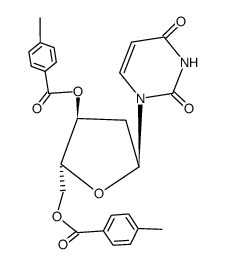 1-[O3,O5-bis-(4-methyl-benzoyl)-α-D-erythro-2-deoxy-pentofuranosyl]-1H-pyrimidine-2,4-dione结构式